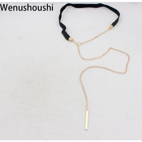 WENUSHOUSHI rope chains bar pendant necklaces for women jewelry alloy nickel free drop ship ok wufj032