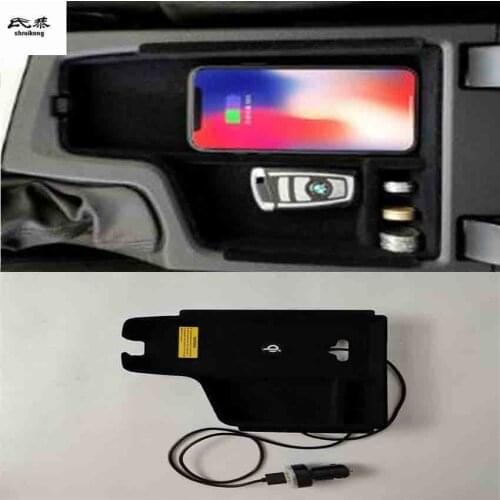 1lot 10W Mobile phone wireless charging Central Armrest storage box for 2013-2018 BMW 318I 320i 328i F30 F31