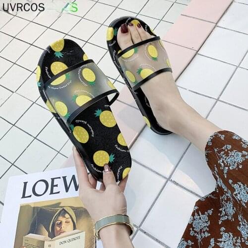 2021 Summer Fruit Print Women Slippers House Slippers Peach Banana Strawberry Watermelon Pattern Cartoon Sandals Womens Shoes