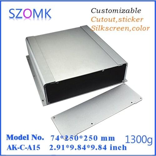 10 pcs, wall mounting aluminum enclosure outlet box 74*250*250mm szomk distribution enclosure extruded aluminum case