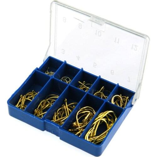 100Pcs/Box High Carbon Steel Gold Carp Fishing Bait Really Sharp Strong Corrosion Resistance Easily To Catch Fishes Hook Set