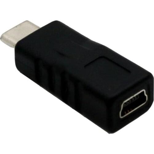 1x USB 3.1 Type-C Male to Mini 5pin Female Jack Charging Data Adapter Converter Type C Male to Mini Female Straight Black