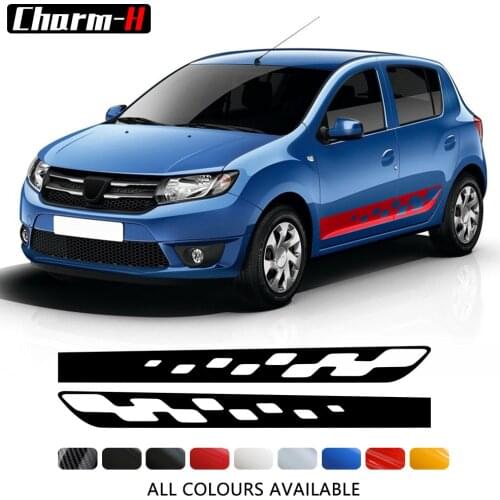 2 Pcs Car Door Side Stripes Skirt Sticker Racing Sport Body Vinyl Decal For Renault Dacia Sandero 2 Stepway RS Accessories