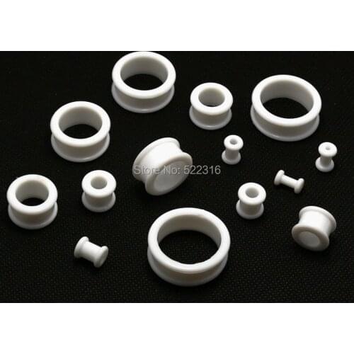 3mm-25mm white 26pcs double flare ear plug flesh tunnel ear gauges expander wholesale body piercing jewelry mix lot
