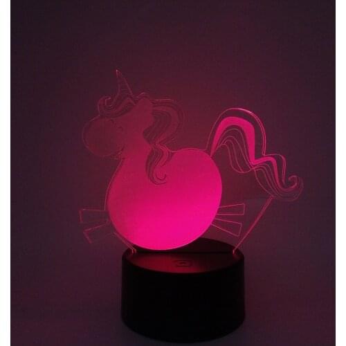 3D Unicorn Nightlight Optical Illusion Touch Lamp 7 Color Change LED Bluetooth speaker Lighting for Kids Creative Gifts Toys