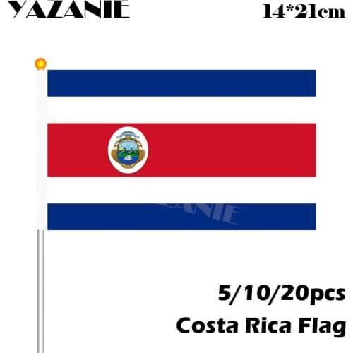 YAZANIE 14*21cm 5/10/20pcs Costa Rica Hand Held Flags with Poles 2018 World Cup 32 Countries Small Hand National Team Small Flag