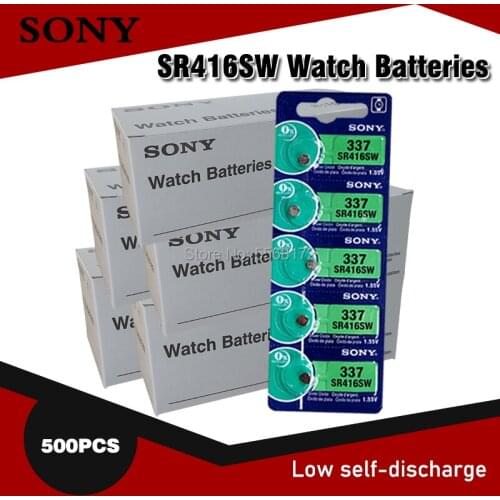 500pcs Sony 100% Original 337 SR416SW 1.55V Silver Oxide Watch Battery SR416SW 337 Button Coin Cell MADE IN JAPAN