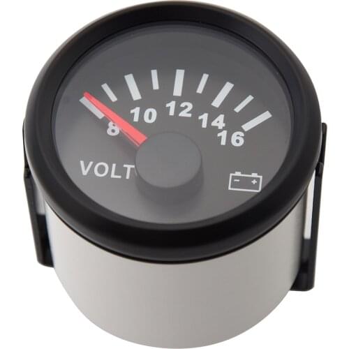 8-16 Volts Car Voltage Gauges 52MM Marine Voltmeter Volt Meter Gauge for Caravan Boat Marine Red Backlight 12V 24V Black White