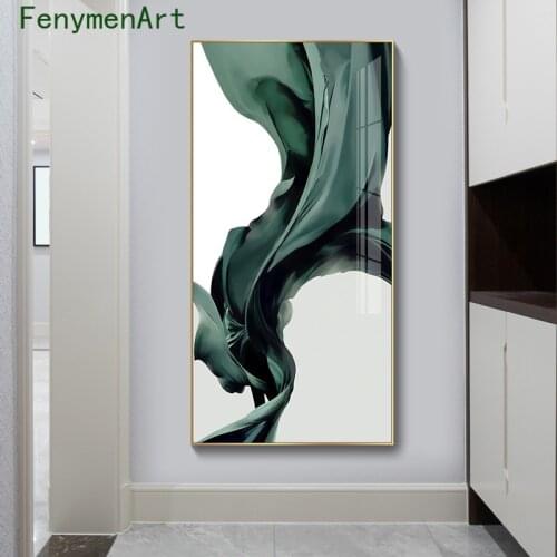 Abstract Green Ribbon Canvas Painting Nordic Geometric Posters Prints Modern Wall Art Picture Home Entrance Hallway Aisle Decor