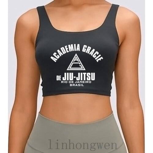 Academia Gracie De Jiu Jitsu Rio De Janeiro Women Tank Top Outfit Round Collar Knitted Cotton Summer Letters Crazy Crop Top
