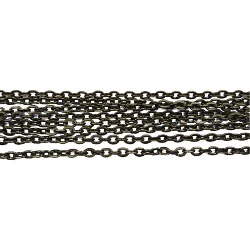 Antique Bronze 100m 2x3mm 3x4mm Cross Flat Cable Chains Metal Link Chain Findings for Jewelry Making FCC-02