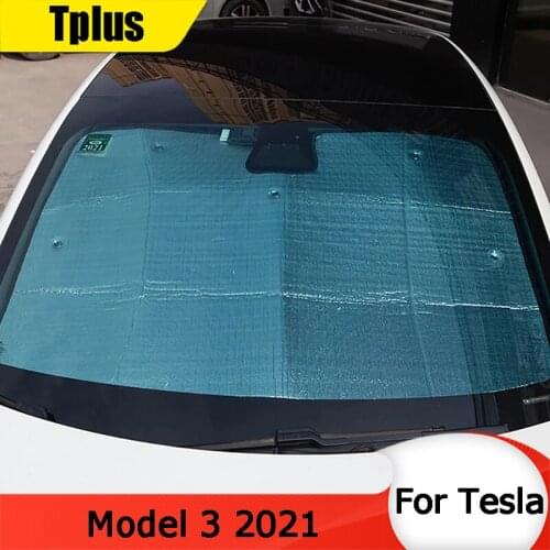 Tplus Model 3 Car Windshield Sunshade For Tesla Model 3 2021 Sunshade Anti-Sneak Interior Accessories Light Easy To Fold