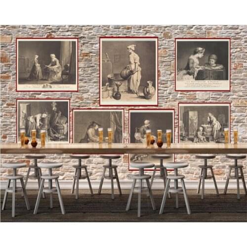Beibehang Custom photo wallpapers 3d stereo large frescoes old photos bar nostalgic wallpaper living room background wall paper