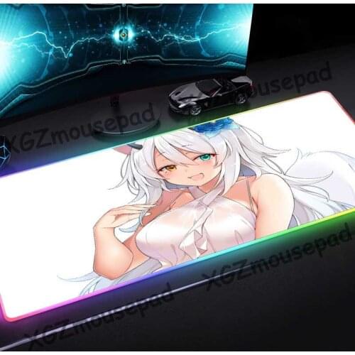 XGZ Custom Large RGB Mouse Pad Black Lock Edge Anime Cute Blue Rose Angel Computer Desk Mat Rubber Non-slip for Csgo Dota Gamer
