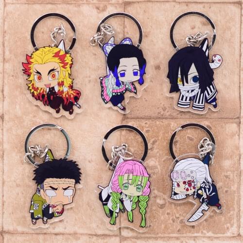 2020 Demon Slayer Keychain Kimetsu no Yaiba Double Sided Acrylic Key Chain Pendant Anime Accessories Cartoon Key Ring