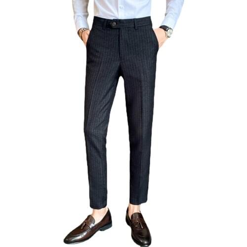 High-end Brand Fashion Striped Mens Formal Business Suit Pants Groom Wedding Dress Best Man Performance Party Male Trousers