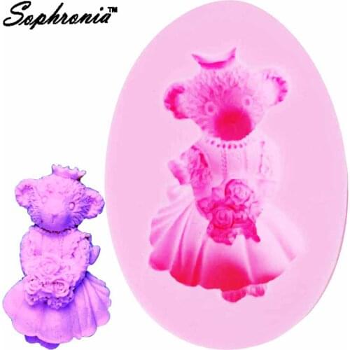 Baby Girl Bear Silicone Soap Mold Cake Fondant Cake Decorating Tool Chocolate Clay Candy Mold Kitchen Baking Mould m888