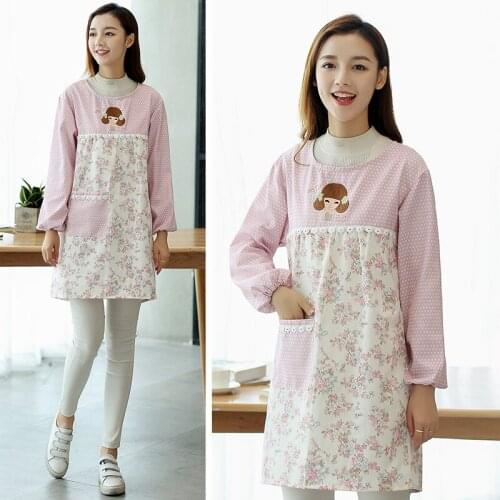 Sleeve apron long-sleeved smock Korean fashion full-body cute waterproof and oil-proof anti-fouling kitchen home workwear