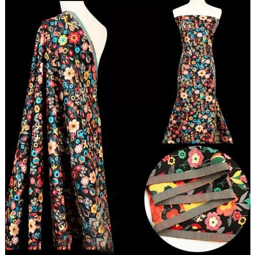 HLQON new arrival gold line yarn dyed brocade jacquard orange fabric for dress women clothing tissue patchwork 145cm width