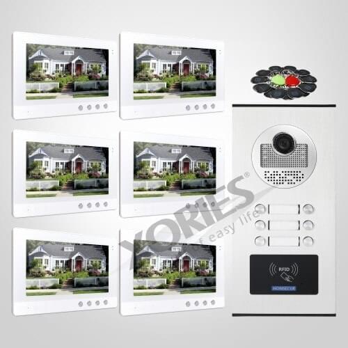 HOMSECUR 10.1" Hands-free Video Secure Doorbell Intercom+One Button Unlock For 6 Families XC111-6+XM101-W