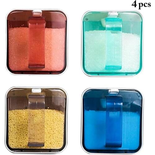 Kapmore 4Pcs/Set Spice Jar Plastic Wall Mounted Seasoning Box Spice Container Condiment Jar Cooking Accessories Kitchen Supplies