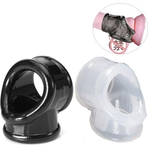 Male TPE Scrotum Ball Stretcher Chastity Cock Ring Penis Rings Chastity belt Adult Sex Toys For Men Delay Lock Penis Sleeve