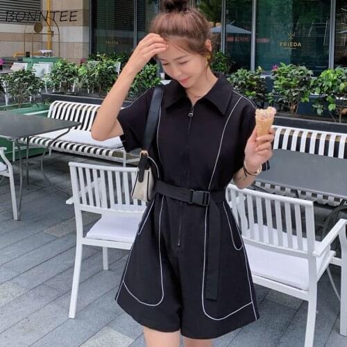 Rompers Women Harajuku Vintage Summer Basic BF Style High Waist with Sashes Daily Teens Streetwear Popular College Girls Clothes