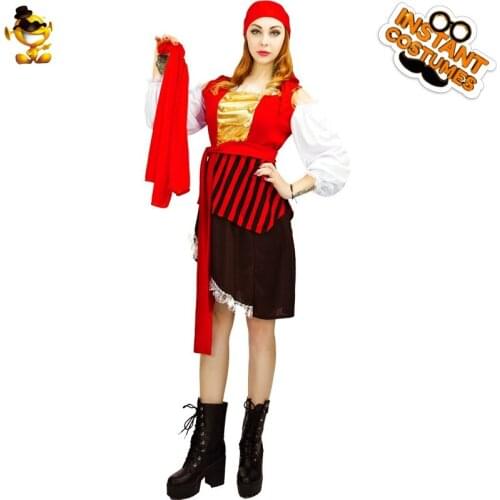 Halloween Adult Women Pirate Cosplay Costume Female Party Outfits Fancy Dress Buccaneer Princess Clothing