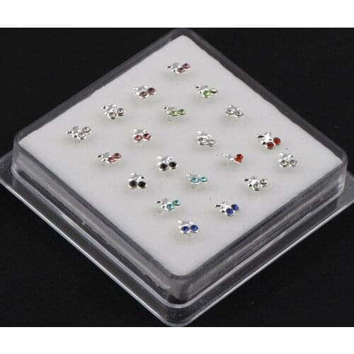 Colorful Zircon Crystal Lovely Cherry Nose Stud Body Jewelry for Women Girls Set Piercing Accessories Bijoux