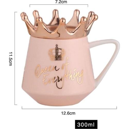 300ml Cute Crown Mug Ceramic Coffee Mugs Girly Pink Coffee Milk Water Cup Best XMas Gift Milk Mugs Lady Cute Gift Christmas gift