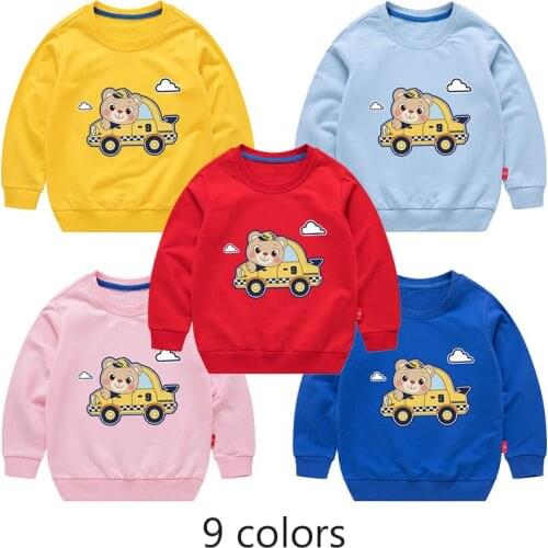 Girls Cute Bear Pattern Active Jacket Tops For Baby Boys Children Clothing Spring Autumn New Casual Sweaters Solid Pullovers