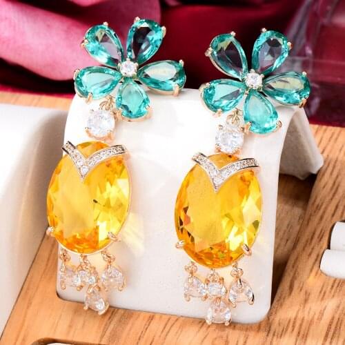 Missvikki New Summer beach shimmering Dangle Earrings Full Mirco Paved Cubic Zircon for Women Bridal Wedding Earring Jewelry