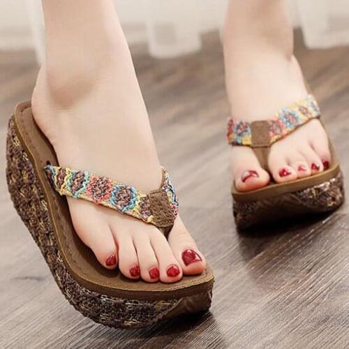 Fashion New Women Shoes Summer Platform Wedge Holiday Non-slip Beach Slippers Sandals Women Pinch Slippers Sapato Feminino fa313