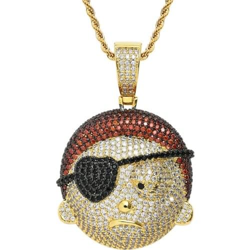 Bling Cartoon Boy Figure Pendant Necklace Iced Out AAA Zircon Anime Necklace Fashion Rap Hip Hop Jewelry Dropshipping