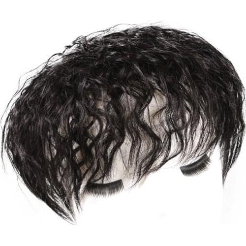 Natural Black Brown Human Hair Toupee Topper With Bangs Clip In Hair Extensions Hairpieces Heat Human Hair Women Non-remy Hair