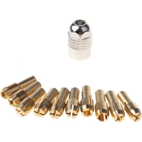 10Pcs/set 0.5-3.2mm Brass Drill Chuck Collet Bits 4.3mm Shank For Dremel Rotary Tool