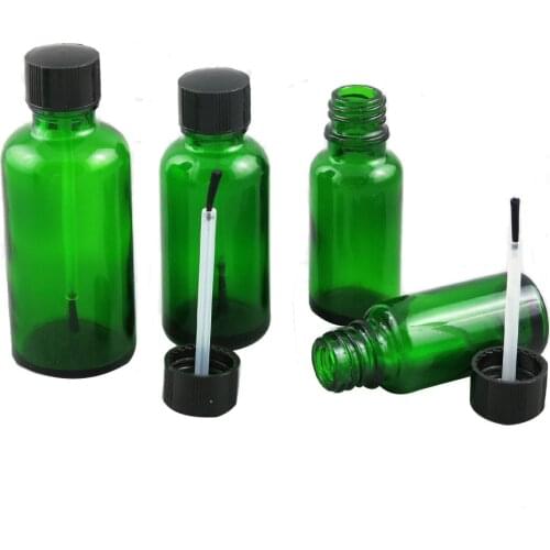 20pcs/lot Empty Nail Polish Bottle with Brush Cap Frosted /Clear Green Glass Nail Polish Container 5ml 10ml 15ml 30ml 50ml 100ml