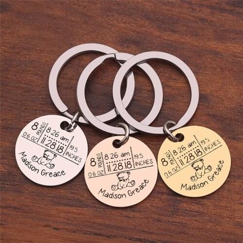 DIY Custom Round Stainless Steel Keychain Square Women Engrave Birthday Men Keychain Photo Jewelry Keyring Jewelry Memorial Gift