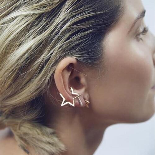 Gold Color Star Ear cuff without Piercing Clip earrings female Boho Vintage Fake Cartilage Earring For Women Men Earclip Jewelry