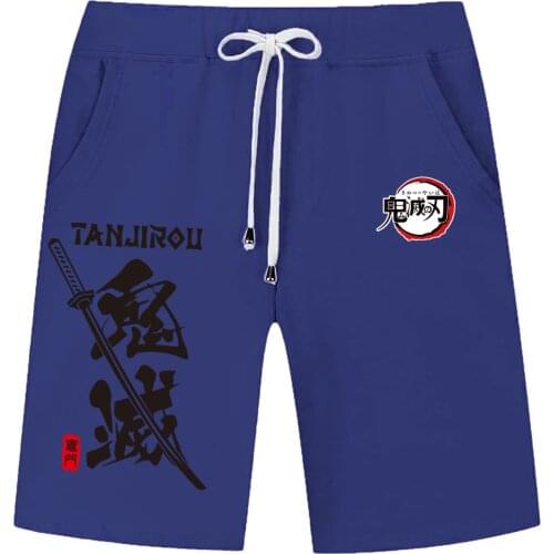 Summer Funny Print Shorts Men Cotton Goku Black Hot Pockets Waistband Mens Shorts Knee Fashion Sweatpants Casual