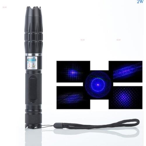 Burning Blue Laser Torch 445nm 10000m Hunting Laser Pointer Powerful 450nm Focusable Flashlight Burn Match with 5 Star Cap