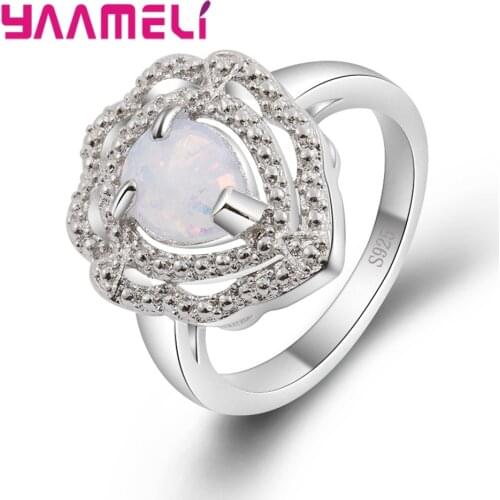 Wedding Ring Water Drop Opal Stone For Women 925 Sterling Silver Jewelry Love around Crystal Gift New Arrival Accessories