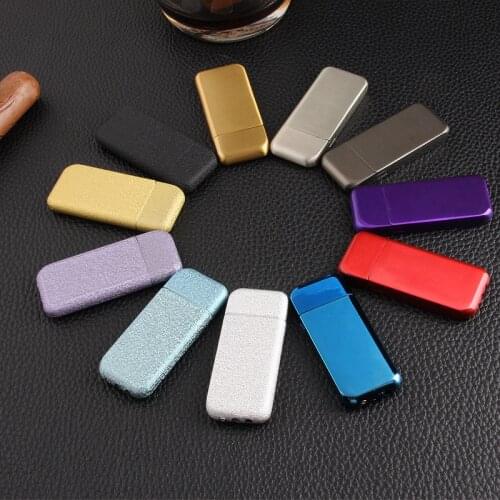 Ultra Thin Compact Jet Butane Lighter Grinding Wheel Lighter Inflated Gas Frosted Mini Lighter Bar Metal NO GAS
