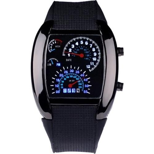Unique Fashion Men Digital Watches Led Watch Men Race Speed Car Dot Fashion Sports Silicone Strap Electronic Watches Cheap Price