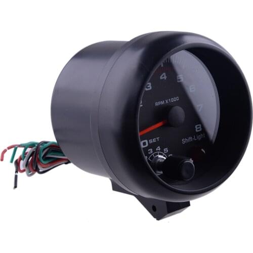 Universal Black Car 3.75" Tachometer Tacho Gauge Meter LED Shift Light 0-8000 RPM 12V