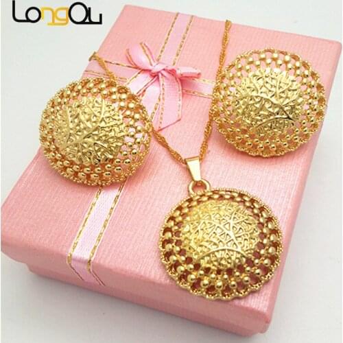 Vintage earring jewelry sets for women 2021 african wedding jewelry sets for brides party overgild plate nigerian jewelry sets