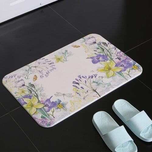 Absorbent quick-drying bathroom toilet door mat colorful diatom mud carpet non-slip floor mat 35x45cm customize diatomite rug