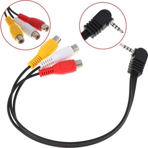 High Speed 90degree 3.5 mm Male Jack To 3 RCA Female Plug Adapter Audio Converter Video AV Cable Wire Cord