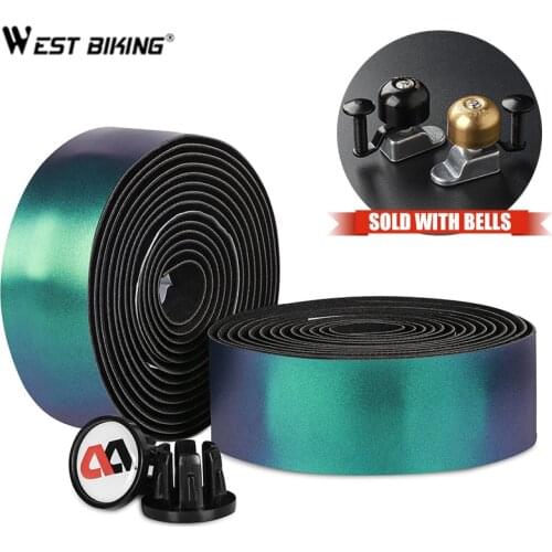 WEST BIKING Bike Road Handlebar Tape Anti-slip Soft Bicycle Handlebar Tape Shockproof Absorption Cycling Wrap End Plug Bike Bell