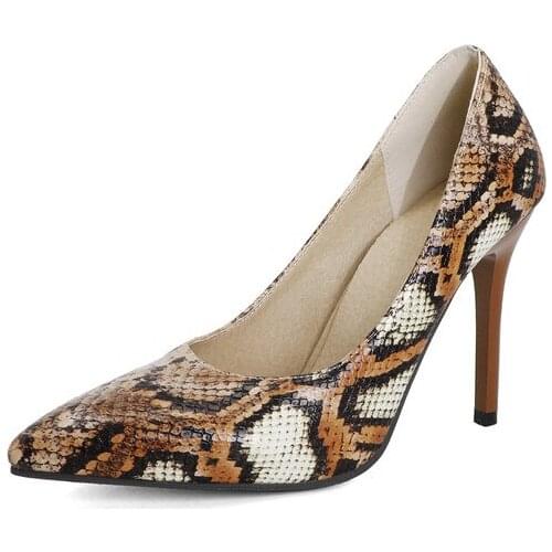 YMECHIC Fashion 10cm Heels Sexy Shoes Lady Large Size 45 Pumps Blue/brown/multicolor Stiletto Heel Snake Skin Pattern Shoes 2021
